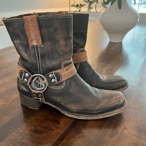 BED STU Roma Brown Distressed Leather Harness Boots 7.5